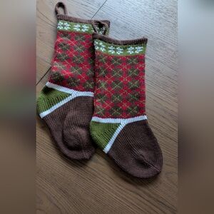 Festive Christmas Stockings with Red and Green Pattern